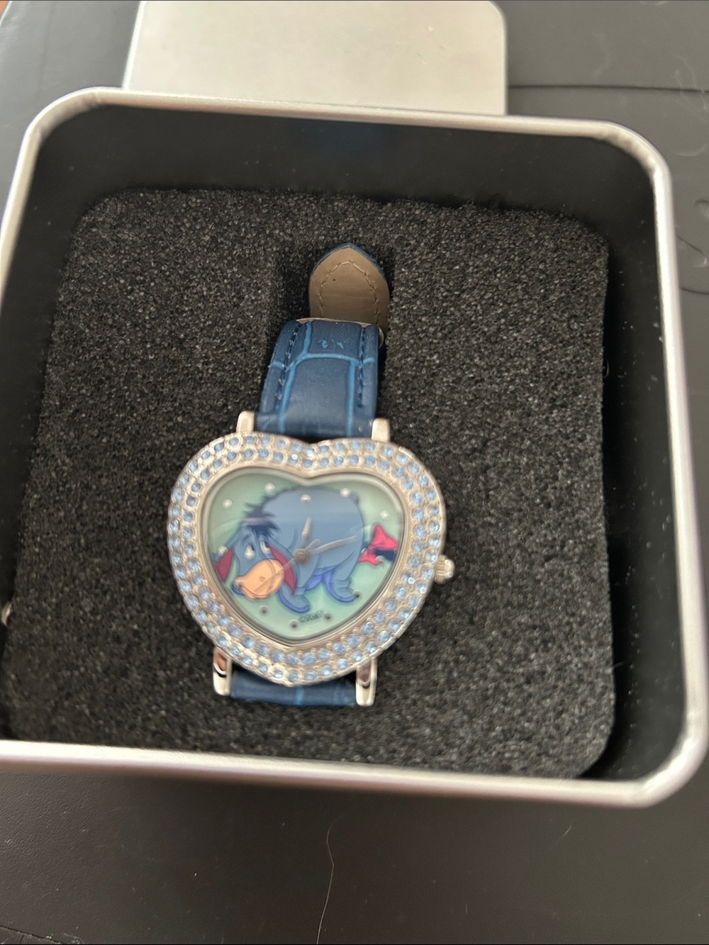 Disney Store Eeyore Heart Rhinestone Watch Blue Strap Winnie the Pooh